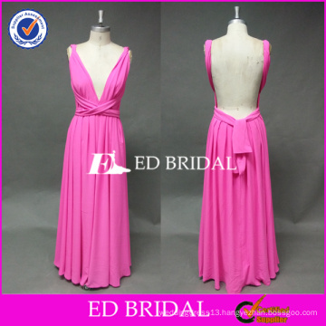 ED Bridal Open Back Fuchsia Changeable Chiffon Long Bridesmaid Dress With Strap